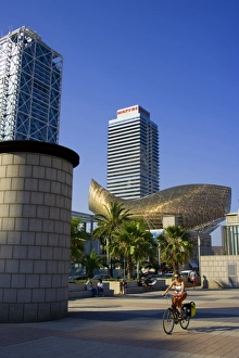 Barceloneta Beach and Port Olimpic with Frank Gehry Sculpture, Barcelona, Spain Barceloneta Beach and Port Olimpic with Frank Gehry Sculpture, Barcelona, Spain