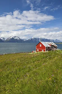 Barn, fjord & Mountain Range, Djupvik, Lyngen Fjord, Troms, Norway Barn, fjord & Mountain Range, Djupvik, Lyngen Fjord, Troms, Norway