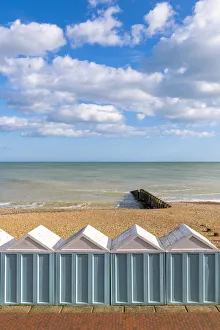Beach huts, Eastbourne, East Sussex, England, UK Beach huts, Eastbourne, East Sussex, England, UK