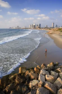 Beach and Tel Aviv from Jaffo Old Port, Israel Beach and Tel Aviv from Jaffo Old Port, Israel