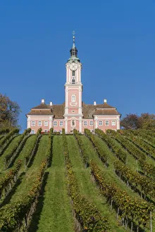 Birnau sanctuary and vineyards from below. Uhldingen-MAA¼hlhofen, Baden-WAA¼rttemberg Birnau sanctuary and vineyards from below. Uhldingen-MAA¼hlhofen, Baden-WAA¼rttemberg