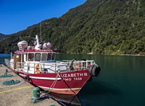 Boat on Todos los Santos Lake, Petrohue, Llanquihue Province, Los Lagos Region, Chile Boat on Todos los Santos Lake, Petrohue, Llanquihue Province, Los Lagos Region, Chile