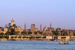 Boats on the river Nile in Luxor, Egypt, Africa Boats on the river Nile in Luxor, Egypt, Africa