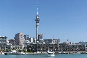 Boats in Viaduct Basin and Auckland Central Business District in the background Boats in Viaduct Basin and Auckland Central Business District in the background