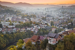 Bosnia and Herzegovina, Sarajevo, View of Sarajevo City Bosnia and Herzegovina, Sarajevo, View of Sarajevo City