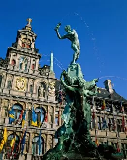 Belgian Collection: Brabo Fountain & Town Hall, Antwerp, Eastern Flanders, Belgium