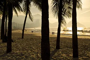 Brazil, Rio De Janeiro, Copacabana beach at dawn Brazil, Rio De Janeiro, Copacabana beach at dawn