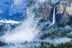 Bridalveil Falls in Mist, Yosemite National Park, California, USA Bridalveil Falls in Mist, Yosemite National Park, California, USA