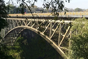 Bridge over Zambezi River between Zambia and Zimbabwe, Victoria Falls, Zimbabwe, Africa