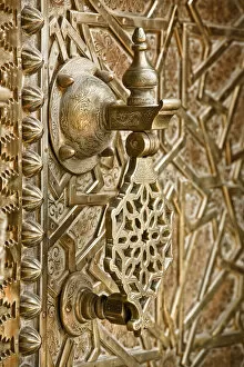 Fez Collection: Detail on bronze doorway, Royal Palace, Fez-el-Jedid, Fez, Morocco