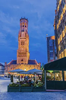 Bruges town hall and Belfort (Beffroi) and Markt Hall illuminated by night Bruges town hall and Belfort (Beffroi) and Markt Hall illuminated by night