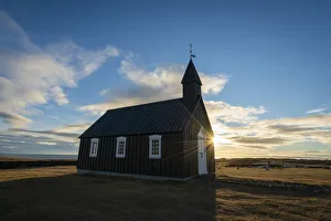 Buoakirkja Black Church in Budir against sky, Snaefellsness Peninsula, Western Iceland Buoakirkja Black Church in Budir against sky, Snaefellsness Peninsula, Western Iceland