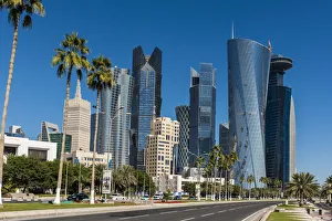 Business district skyline, Doha, Qatar Business district skyline, Doha, Qatar