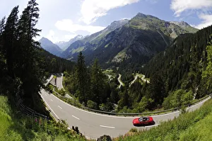 Cabriolet near Maloja pass, Grisons, Switzerland Cabriolet near Maloja pass, Grisons, Switzerland