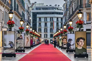 Calle Marques de Larios street adorned with red carpet for the Malaga Spanish Film Calle Marques de Larios street adorned with red carpet for the Malaga Spanish Film