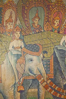Cambodia, Phnom Penh, Wat Phnom, Wall Mural depicting Life of Buddha Cambodia, Phnom Penh, Wat Phnom, Wall Mural depicting Life of Buddha