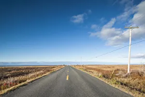 Canada, New Brunswick, Acadian Peninsula, Miscou Island, Pigeon Hill, country road Canada, New Brunswick, Acadian Peninsula, Miscou Island, Pigeon Hill, country road
