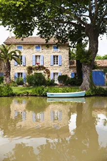 Canal du Midi reflections in Le Somail, Languedoc-Roussillon, France Canal du Midi reflections in Le Somail, Languedoc-Roussillon, France