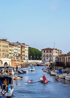 Dock Prints: Print of Canal in Venezia Nuova, Livorno