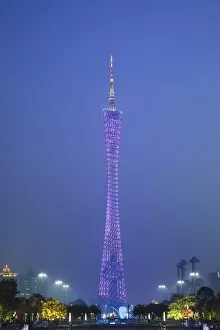 Images Dated 19th January 2013: Canton Tower at dusk, Guangzhou, Guangdong, China