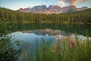 Images Dated 6th June 2014: Carezzas lake, Dolomites, Bolzano, Trentino Alto Adige, Italy