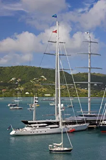 Caribbean, Antigua, Yachts moored in English Harbour, Nelsons Dockyard Caribbean, Antigua, Yachts moored in English Harbour, Nelsons Dockyard