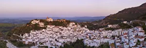 Casares illuminated at sunrise, Casares, Malaga Province, Andalusia, Spain Casares illuminated at sunrise, Casares, Malaga Province, Andalusia, Spain
