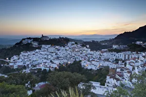 Casares at sunset, Casares, Malaga Province, Andalusia, Spain Casares at sunset, Casares, Malaga Province, Andalusia, Spain
