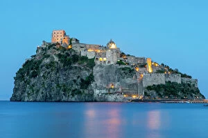 Cannons Collection: Castello Aragonese at Dusk, Ischia, Campania, Italy