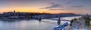 Castle Hill & The River Danube Illuminated at Sunset, Castle Hill, Budapest, Hungary Castle Hill & The River Danube Illuminated at Sunset, Castle Hill, Budapest, Hungary