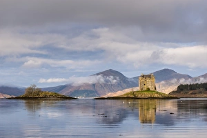 Castle Stalker reflected in Loch Linnhe, Scottish Highlands, Scotland Castle Stalker reflected in Loch Linnhe, Scottish Highlands, Scotland