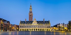 Leuven Gallery: Centrale Bibliotheek (Central Library) on Monseigneur Laduzeplein at night, Leuven