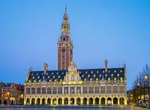 Leuven Gallery: Centrale Bibliotheek (Central Library) on Monseigneur Laduzeplein at night, Leuven