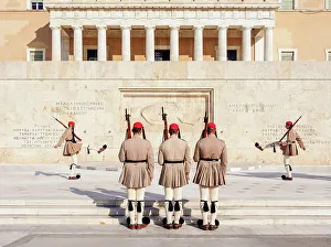 Changing Of The Guard Gallery: Changing of the Guard in front of the Monument to the Unknown Soldier, Syntagma Square, Athens