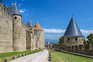 Chateau Comtal and ramparts of the medieval fortified city, Carcassonne Chateau Comtal and ramparts of the medieval fortified city, Carcassonne