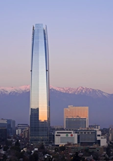 Chile, Santiago, View from the Parque Metropolitano towards the high raised buildings Chile, Santiago, View from the Parque Metropolitano towards the high raised buildings