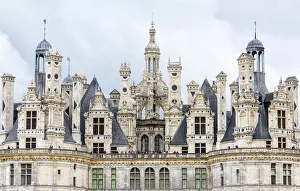 Chimneys and towers of Chateau de Chambord, the largest chateau in the Loire Valley Chimneys and towers of Chateau de Chambord, the largest chateau in the Loire Valley