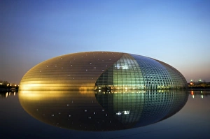 China Beijing An illuminated National Grand Theatre China Beijing An illuminated National Grand Theatre