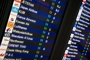 China, Hong Kong, Hong Kong airport, departure board China, Hong Kong, Hong Kong airport, departure board