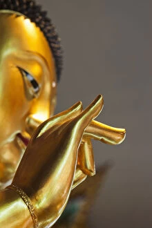 Images Dated 5th January 2012: China, Hong Kong, Lantau, Interior of Po Lin Monastery, Buddha Statue Hand Detail