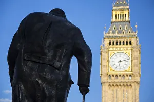 Churchill statue & Big Ben, Houses of Parliament, London, England, UK Churchill statue & Big Ben, Houses of Parliament, London, England, UK