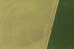 Circular pattern of crops from the air, Montana, USA Circular pattern of crops from the air, Montana, USA