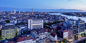 City Center Skyline at twilight, elevated view, Antwerp, Belgium City Center Skyline at twilight, elevated view, Antwerp, Belgium