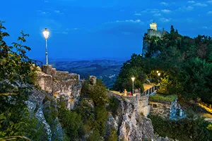 Prints of City of San Marino. Republic of San Marino by night, Europe, (Italy) San Marino Prints: San Marino by Night Print, Italy