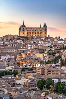City skyline with Alcazar at sunset, Toledo, Castile-La Mancha, Spain City skyline with Alcazar at sunset, Toledo, Castile-La Mancha, Spain