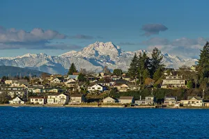 City skyline with snowy mountains of the Olympic peninsula in the background, Bremerton City skyline with snowy mountains of the Olympic peninsula in the background, Bremerton