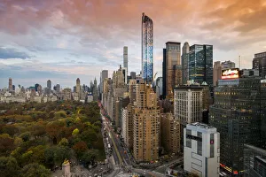 City skyline at sunset with autumn colors at Central Park, Manhattan, New York, USA City skyline at sunset with autumn colors at Central Park, Manhattan, New York, USA