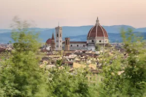 Cityscape and Cathedral of Santa Maria del Fiore and tower bell of Giotto framed Cityscape and Cathedral of Santa Maria del Fiore and tower bell of Giotto framed