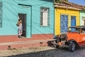 A classic car in a street in Trinidad, Sancti Spiritus, Cuba