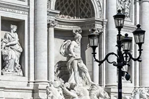 Rome Collection: Close up view of the marble sculptures adorning the Trevi fountain, Rome, Lazio, Italy